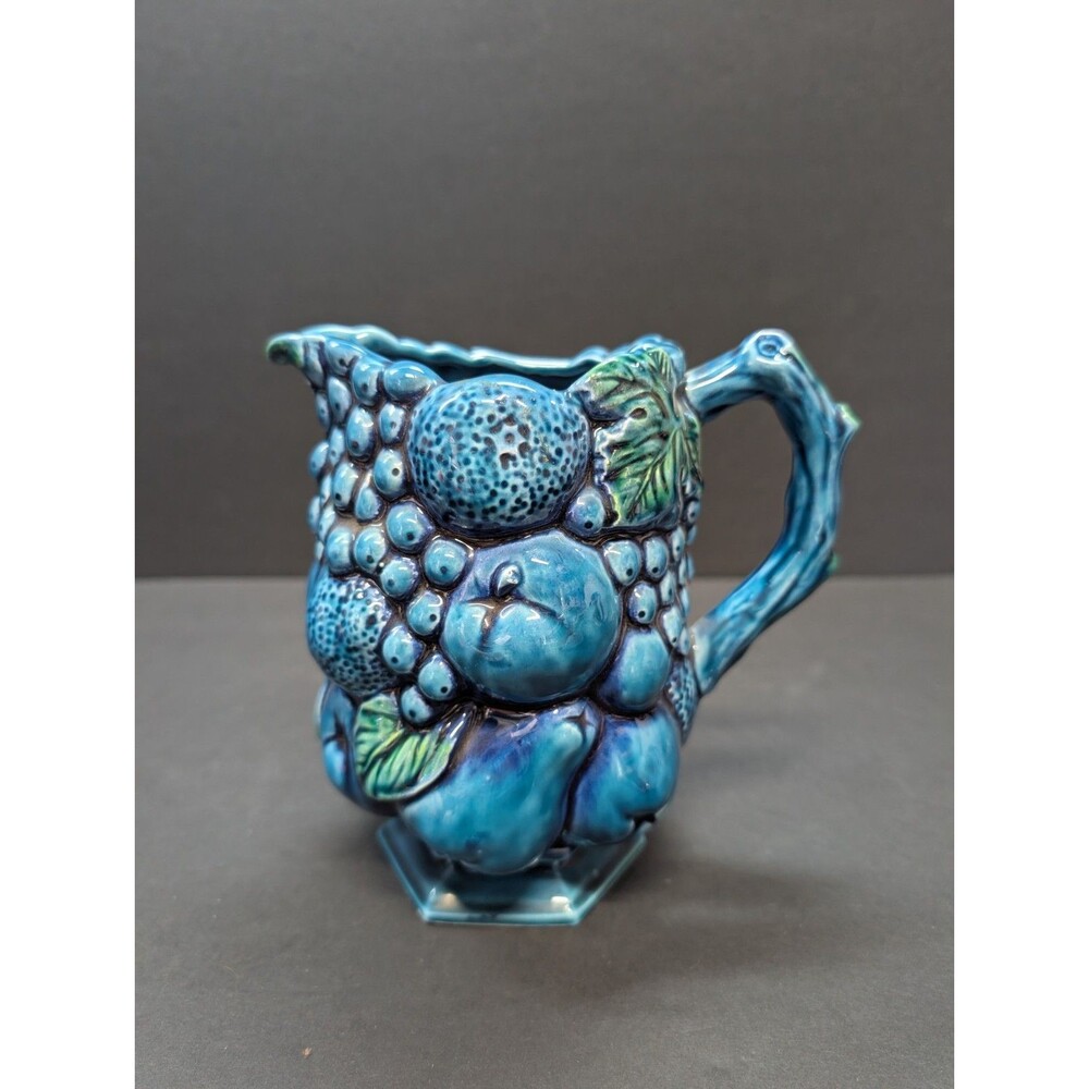 Vintage Inarco Mood Indigo Blue Fruit Pitcher E2429 Japan 6.5” Tall X 3.5” Diam